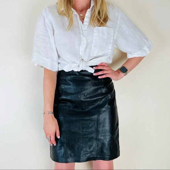 Vintage Sarah Taylor genuine 100% leather stylish mini skirt - Picture 5 of 8